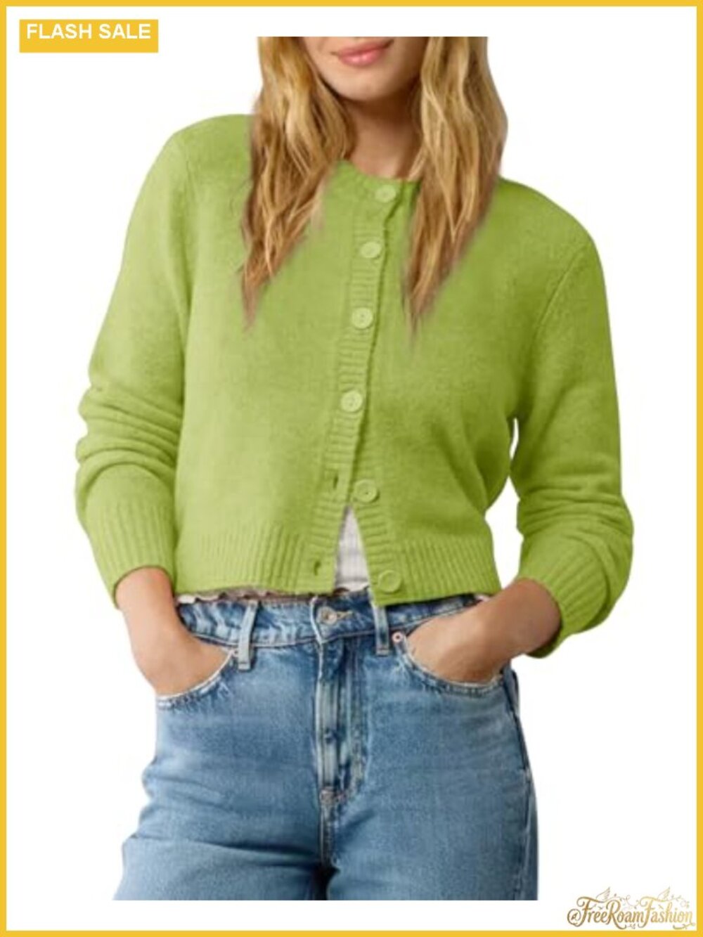 Cropped Cardigan Sweater Lightweight Button-Up Long Sleeve Shrug Layering